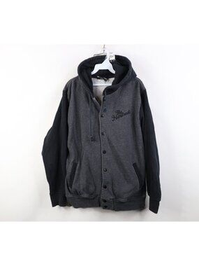 The Hundreds Mens M Faded Spell Out Heavyweight Hoodie Varsity Jacket Sweatshirt